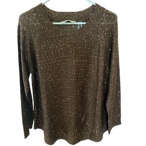 Soft Surroundings Brown Bronze Long Sleeve Sparkly Women's Sweater Size Medium P